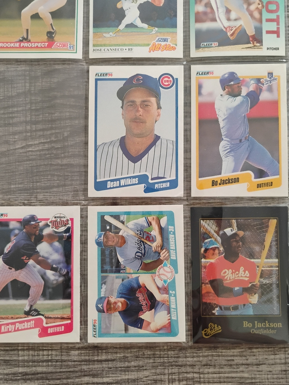 Lot Of 8 MLB Baseball Trading Cards Early 1990s Bo Jackson